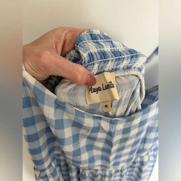 Playa Lucila Blue Gingham Dress Sz M - Picture 5 of 16